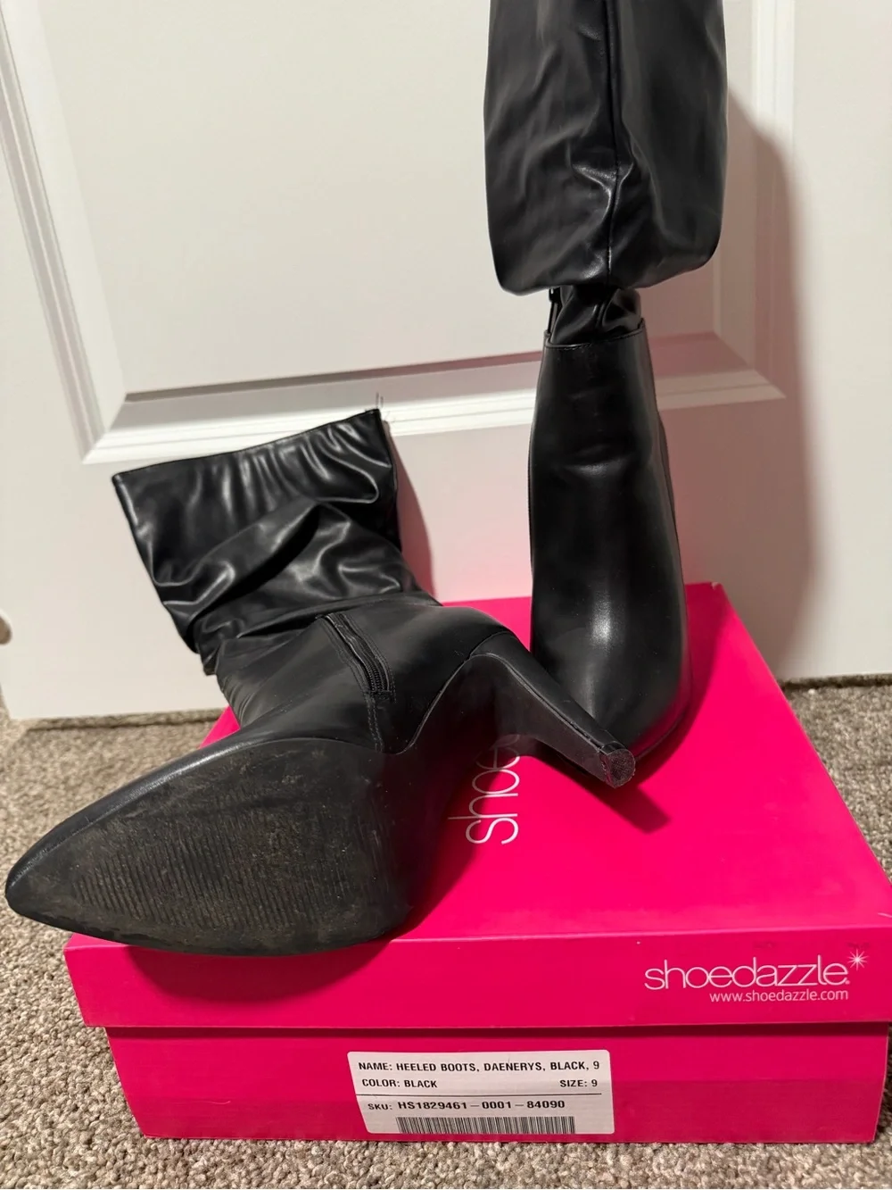 Shoe Dazzle Black Pointed-Toe Slouch Over-the-Knee Boots